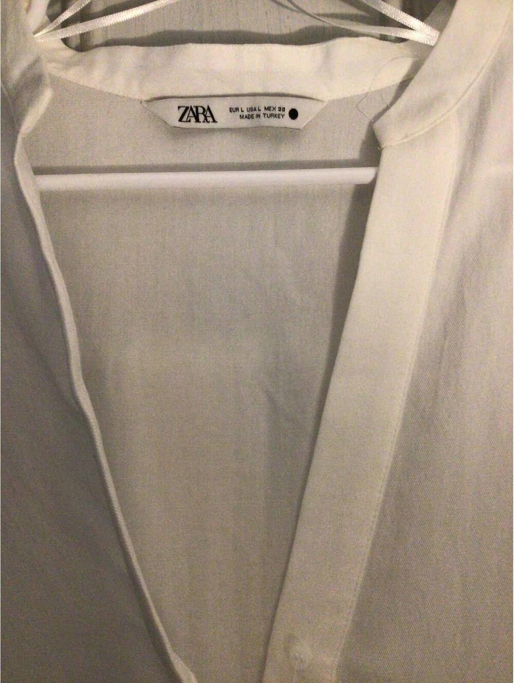 Zara Deep V White Long Sleeve Tunic Size Large - Picture 8 of 11